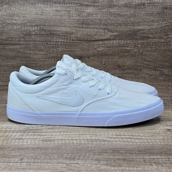 Nike SB Charge Canvas Men\'s Size 13 Triple White Sneakers (CD6279-100)